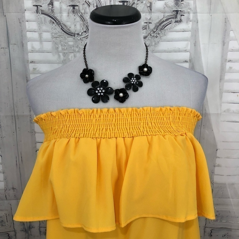 Altard State Medium Solid Yellow Strapless Tube S… - image 2